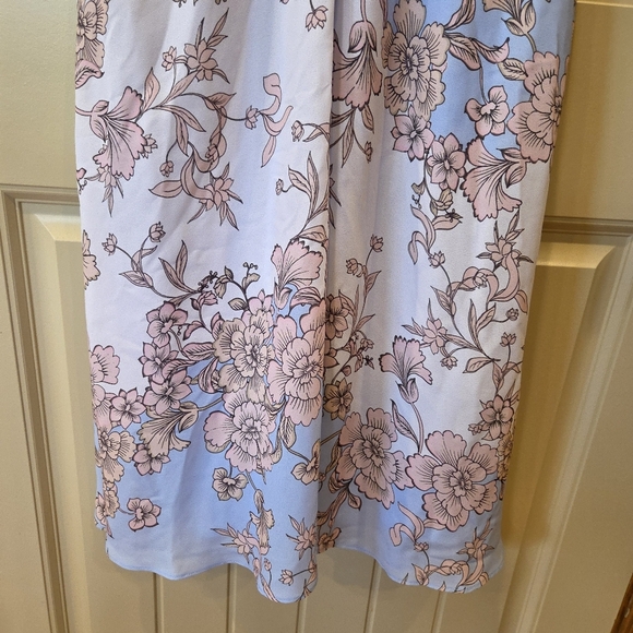 Vince Camuto Blue Floral Dress Sz 2 Lined Back Zip & Tie Sleeveless NWT Pockets - Picture 9 of 16